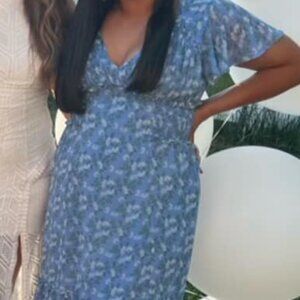 Floral Blue Midi Dress